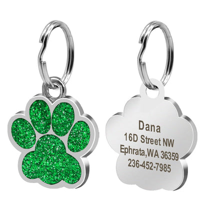 Personalized Paw Pomeranian Tag | Engraved Pet ID Tag - Cindy Pomeranian