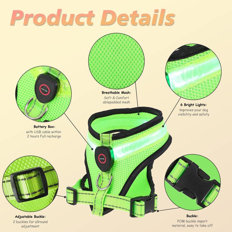 Premium Rechargeable LED Dog Harness - Cindy Pomeranian