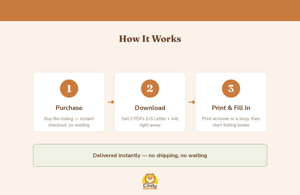 Pomeranian Puppy Checklist | New Puppy Planner Printable - Cindy Pomeranian